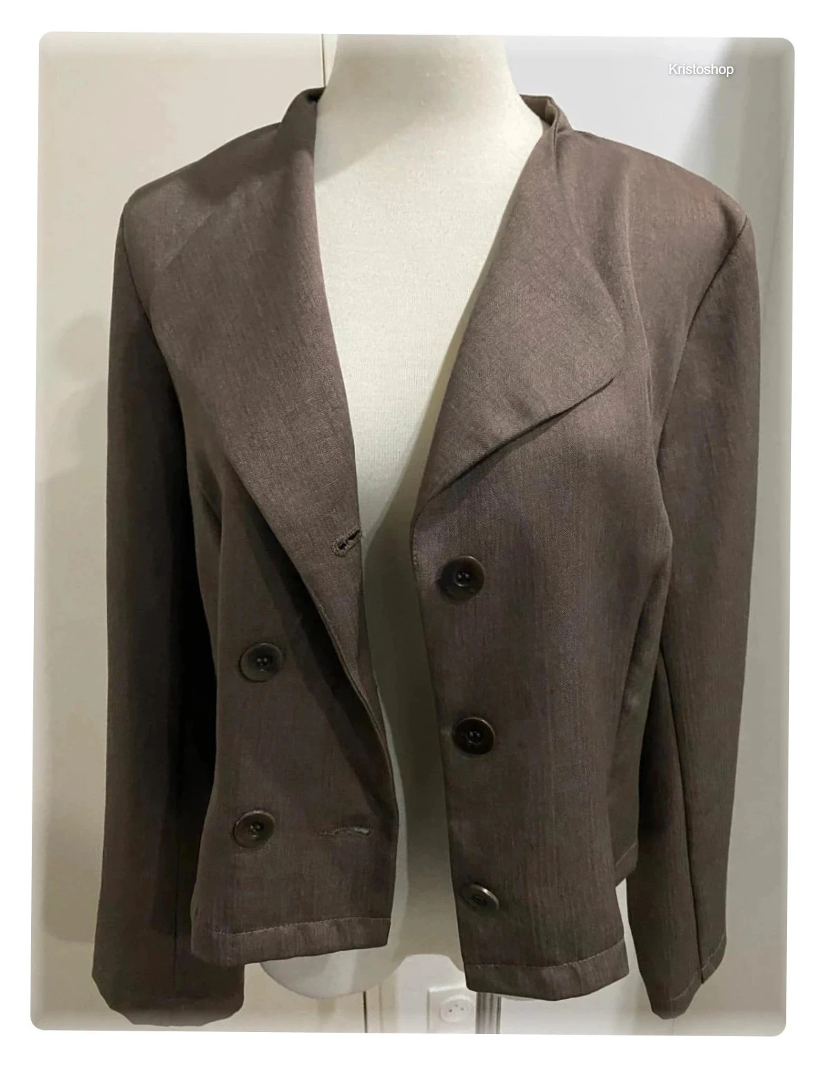 Korte blazer Vintage Claire Delandes bruin lange mouwen Maat 40 – photo 2